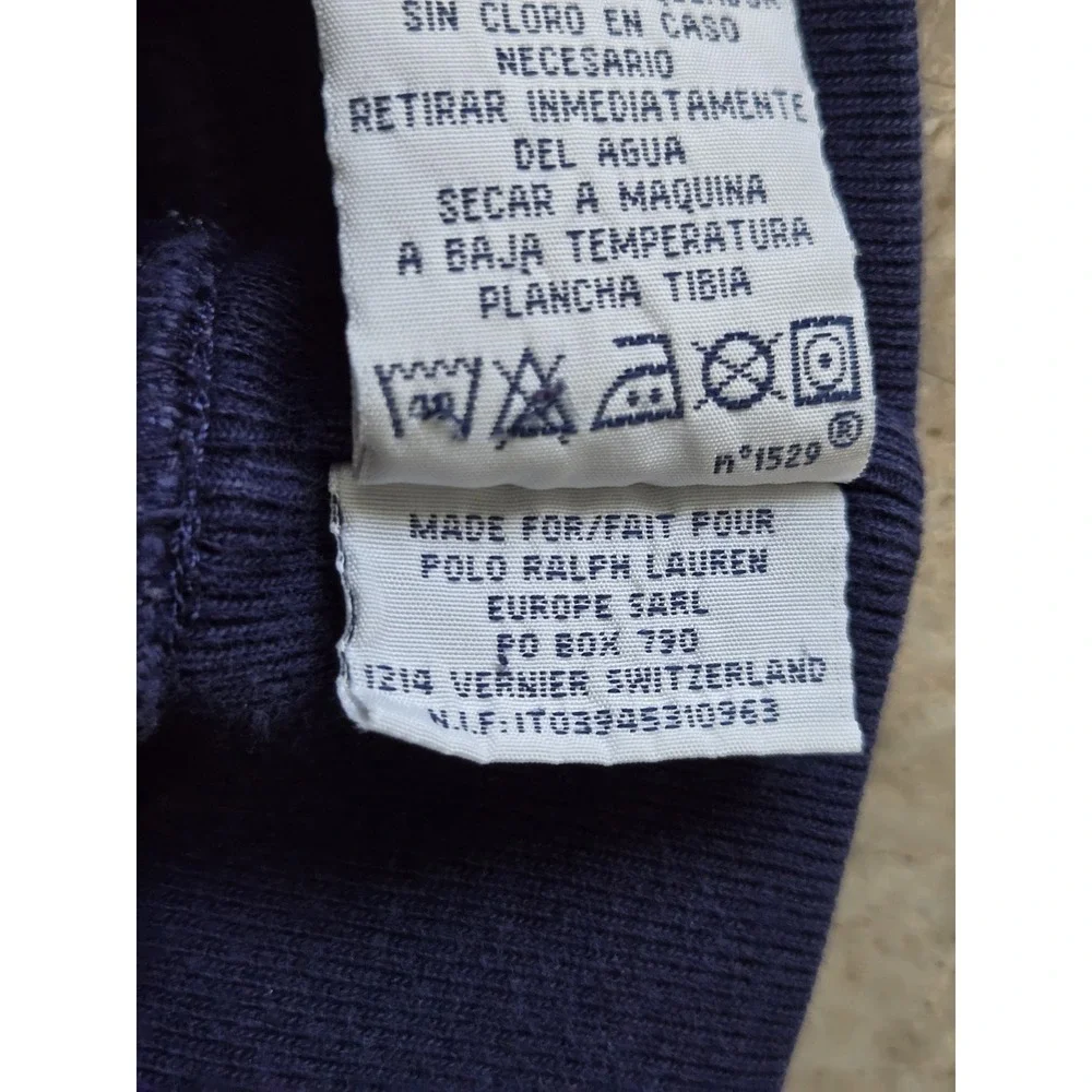 Vintage Polo Ralph Lauren Stripe Collar Quarter Zip Blue Jumper Sweater Men's XL